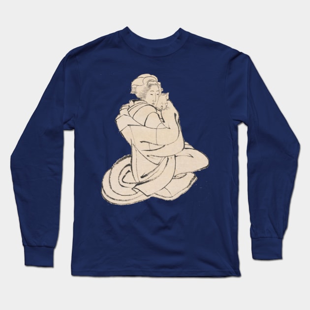 Lady Holding a Cat Long Sleeve T-Shirt by LP Designs